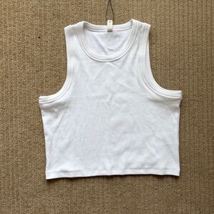 KOTN Women’s Crop Racer Tank, White, L